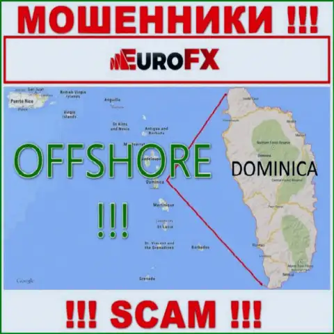 Dominica - офшорное место регистрации разводил Euro FX Trade, размещенное у них на сайте