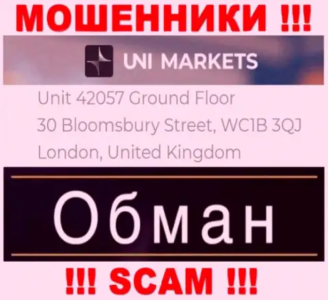 Адрес компании UNI Markets на официальном веб-портале - ненастоящий ! БУДЬТЕ ОЧЕНЬ БДИТЕЛЬНЫ !!!