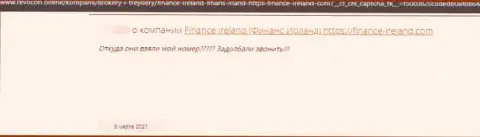Отзыв, в котором представлен горький опыт взаимодействия человека с организацией Finance-Ireland Com