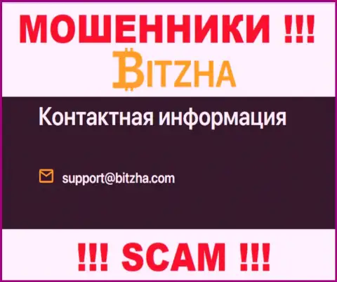Адрес электронного ящика лохотронного проекта Bitzha24 Com, инфа с официального информационного ресурса