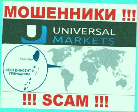 Компания Universal Markets зарегистрирована довольно-таки далеко от слитых ими клиентов на территории Сент-Винсент и Гренадины