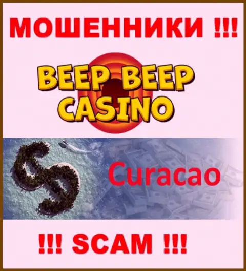 Не верьте мошенникам BeepBeepCasino, ведь они зарегистрированы в офшоре: Curacao