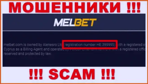 Номер регистрации МелБет Ком - HE 399995 от потери вложенных денежных средств не спасет