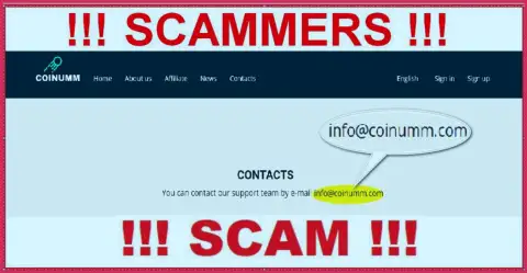 Coinumm scammers mail