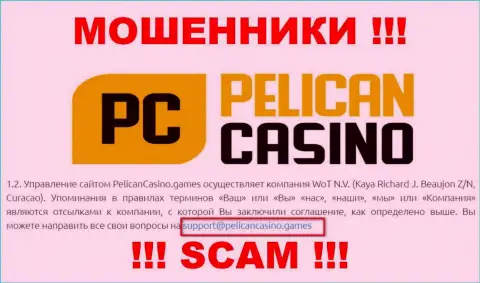 Ни в коем случае не советуем писать на электронную почту интернет аферистов PelicanCasino Games - обуют в миг
