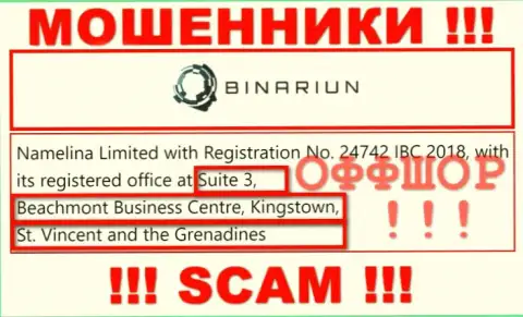 Работать с Binariun крайне опасно - их оффшорный официальный адрес - Сьют 3, Бичмонт Бизнес Центр, Кингстоун, Сент-Винсент и Гренадины (инфа взята с их онлайн-сервиса)