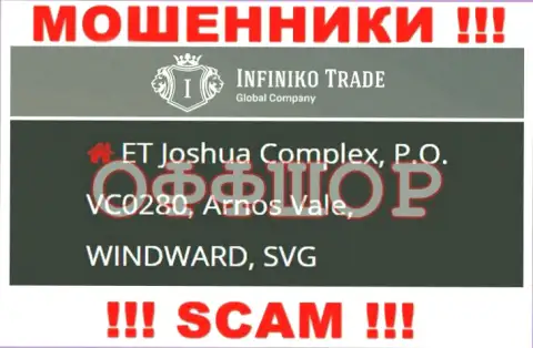 Infiniko Trade - это ЛОХОТРОНЩИКИ, осели в оффшорной зоне по адресу: ET Joshua Complex, P.O. VC0280, Arnos Vale, WINDWARD, SVG