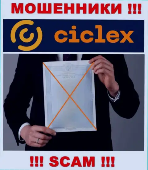 Данных о лицензии на осуществление деятельности компании Ciclex на ее официальном сайте НЕТ