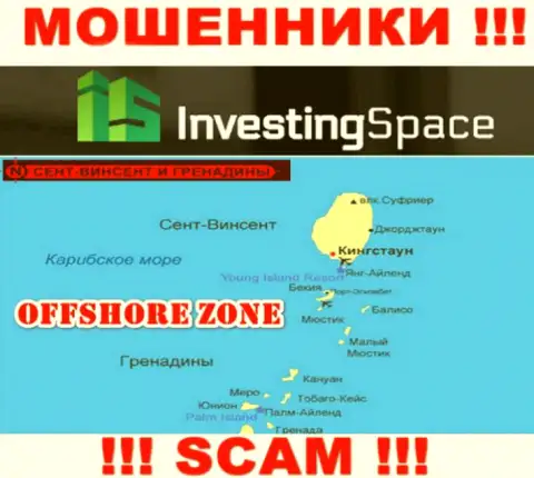 InvestingSpace имеют регистрацию на территории - St. Vincent and the Grenadines, остерегайтесь совместного сотрудничества с ними