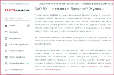 Сотрудничая с конторой SafeBX, есть риск оказаться с дыркой от бублика (обзор мошеннических комбинаций конторы)