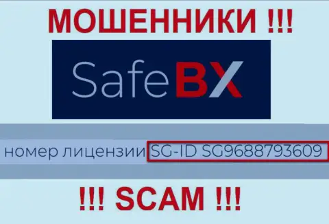 SafeBX Com, замыливая глаза доверчивым людям, показали у себя на сайте номер своей лицензии на осуществление деятельности