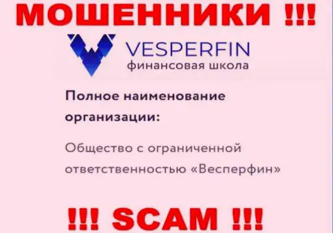 Инфа про юридическое лицо мошенников ВесперФин Ком - ООО Весперфин, не обезопасит Вас от их загребущих рук