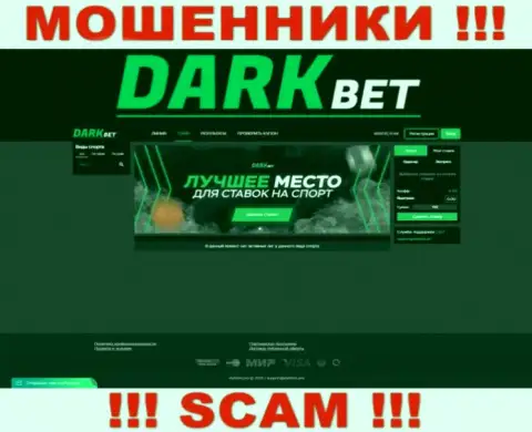 Фальшивая информация от мошенников Дарк Бет на их официальном web-портале DarkBet Pro