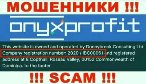 Рег. номер, который принадлежит компании OnyxProfit - 2020 / IBC00061