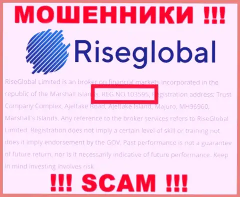 Номер регистрации Rise Global, который мошенники разместили на своей интернет странице: 103595