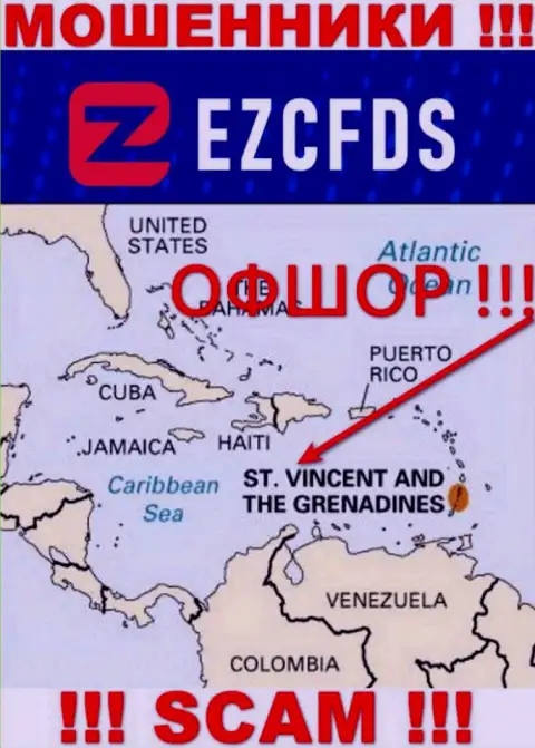 St. Vincent and the Grenadines - оффшорное место регистрации махинаторов EZCFDS, расположенное у них на сайте