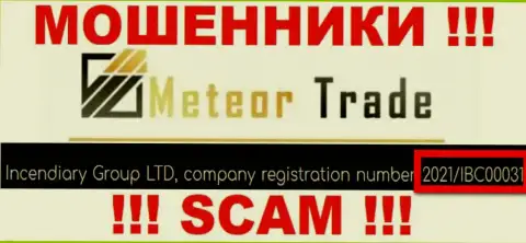 Регистрационный номер MeteorTrade Pro - 2021/IBC00031 от утраты вложенных денежных средств не спасет