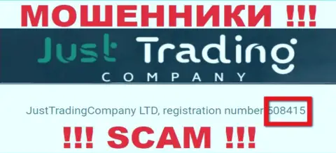 Номер регистрации Just Trading Company, который предоставлен мошенниками на их информационном сервисе: 508415