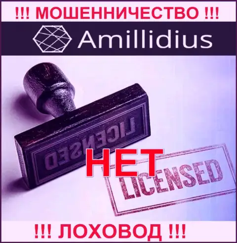 Лицензию Амиллидиус Ком не имеют и никогда не имели, так как мошенникам она не нужна, ОСТОРОЖНО !!!