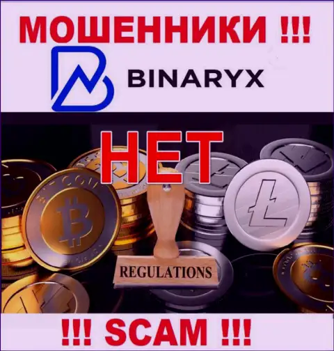 На веб-сервисе мошенников Binaryx Com не говорится о регуляторе - его просто нет