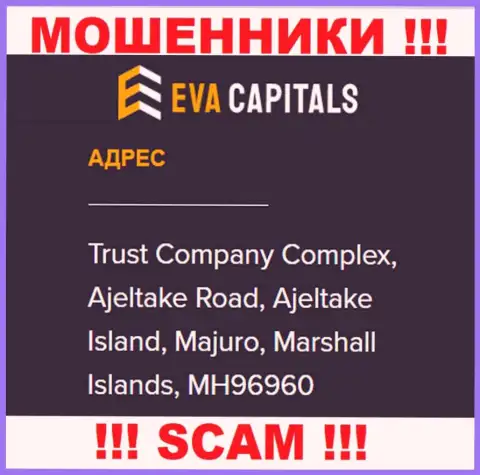 На интернет-портале Ева Капиталс приведен офшорный адрес конторы - Trust Company Complex, Ajeltake Road, Ajeltake Island, Majuro, Marshall Islands, MH96960, осторожно - это махинаторы