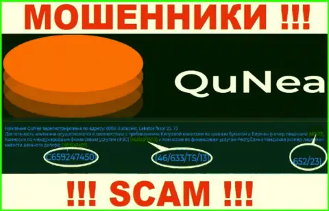 Шулера QuNea Com не скрывают лицензию на осуществление деятельности, показав ее на веб-ресурсе, но осторожно !!!