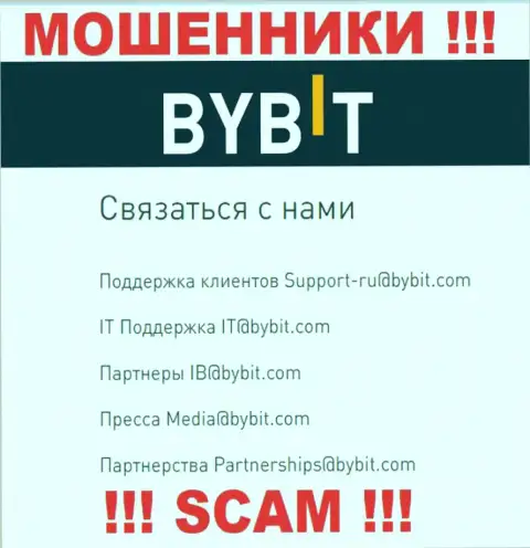 Е-мейл мошенников БайБит - данные с сайта организации