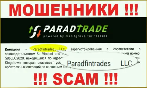 Юридическое лицо интернет-кидал Parad Trade - это Paradfintrades LLC