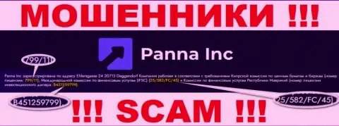 Аферисты ПаннаИнк Ком профессионально обворовывают лохов, хоть и указывают свою лицензию на информационном сервисе