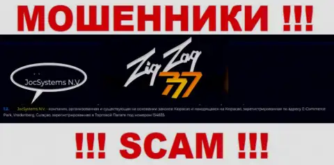 ДжосСистемс Н.В - это юр лицо интернет мошенников ZigZag777