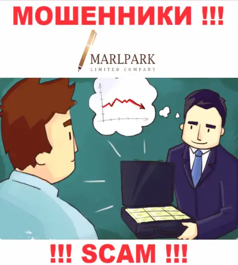 Никакой дополнительной комиссии и процентов для возврата средств с дилингового центра Marlpark Ltd не вносите - это обман