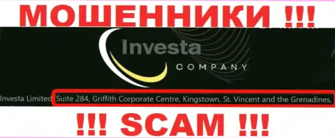 На официальном сайте Investa Company размещен адрес регистрации указанной компании - Сьюит 284, Корпоративный центр Гриффитш, Кингстаун, Сент-Винсент и Гренадины (офшор)