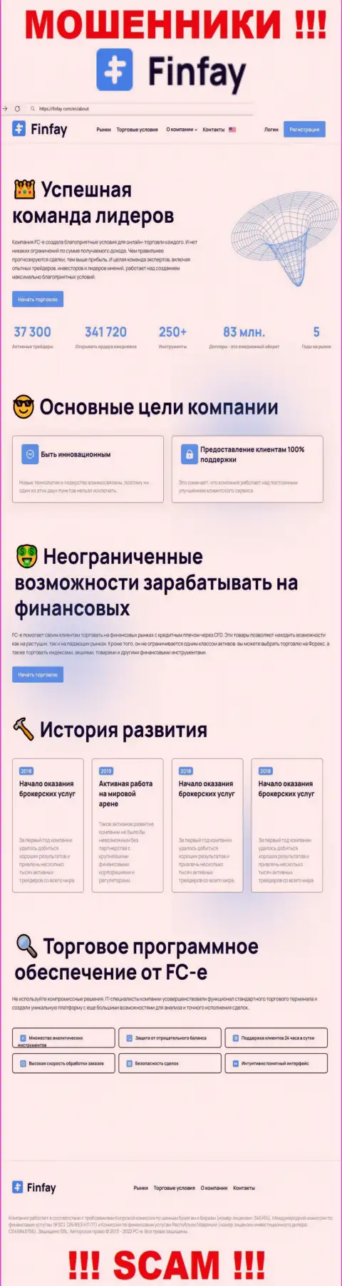 Главная страница официального сайта мошенников ФинФай