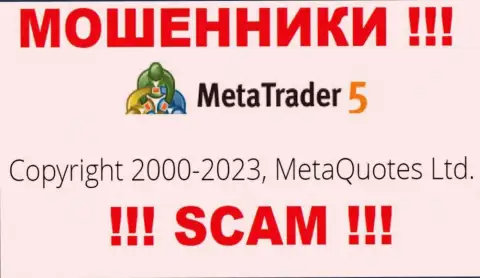 Юридическим лицом MT5 считается - MetaQuotes Ltd