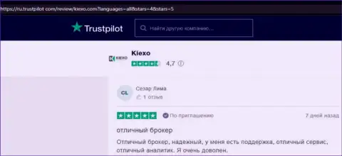 У организации Kiexo Com высоко квалифицированные специалисты, занимающиеся аналитическими исследованиями - отзывы игроков с интернет-сервиса trustpilot com