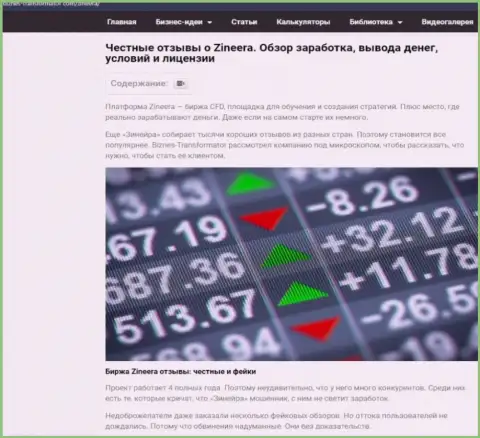 Информационный материал с анализом условий для спекулирования биржи Зинейра Эксчендж на сайте biznes-transformator com
