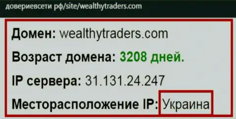 Украинское место регистрации конторы Wealthy Traders, согласно справочной информации ресурса довериевсети рф
