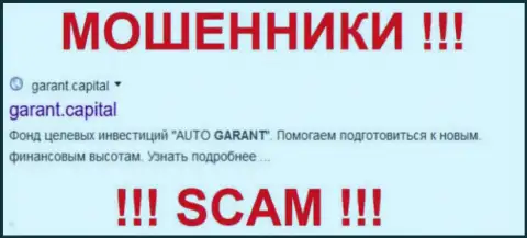 Garant Capital - это ВОРЮГИ !!! SCAM !